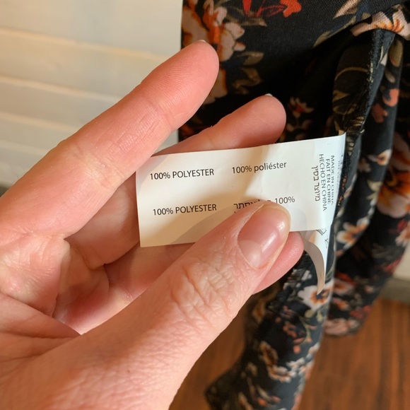 Dex | Black Dress w Rusty Orange Floral Print - Picture 6 of 7